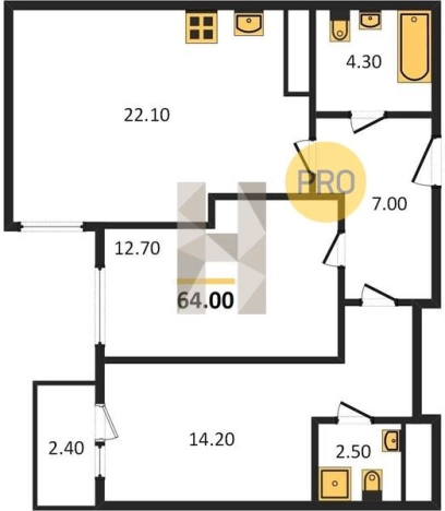 Купить двухкомнатную квартиру в Микрорайоне 8-й, жилой район Культбаза в Ижевске. Вариант № 61628, 0, площадь -  квм, цена 4532500 рублей