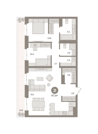 Купить двухкомнатную квартиру у метро Фонвизинская в Москве. Вариант № 110464, 0, площадь -  квм, цена 39620000 рублей