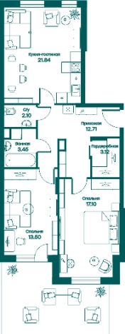 Купить трехкомнатную квартиру в Одинцове. Вариант № 75366, 0, площадь - квм, цена 12817207 рублей
