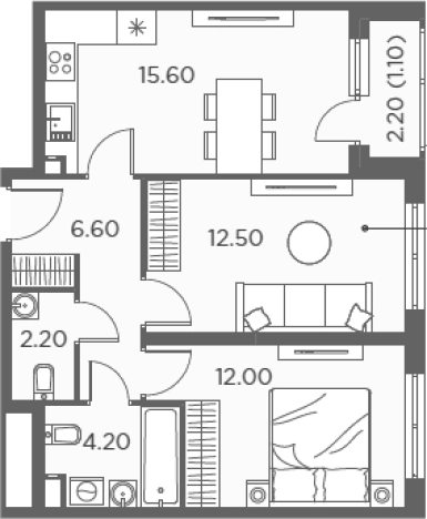 Купить двухкомнатную квартиру в Видном. Вариант № 90159, 0, площадь -  квм, цена 11734300 рублей