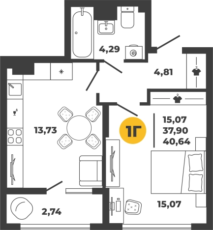 Купить однокомнатную квартиру в новостройках в ЖК Жилой комплекс "Рассвет" в Пензе. Вариант № 98123, 0, площадь -  квм, цена 4535685 рублей