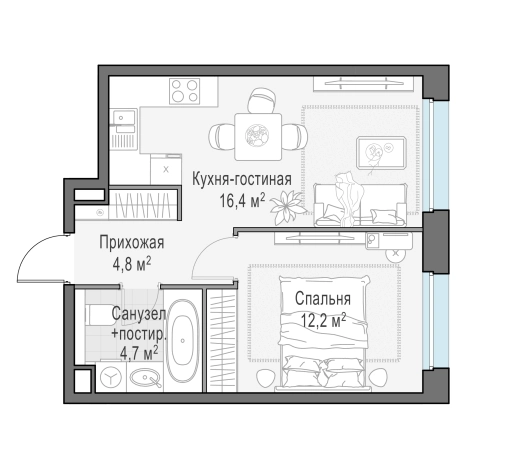 Купить двухкомнатную квартиру в ЖК Белый Grad в Мытищах. Вариант № 167214, 0, площадь - квм, цена 8480000 рублей