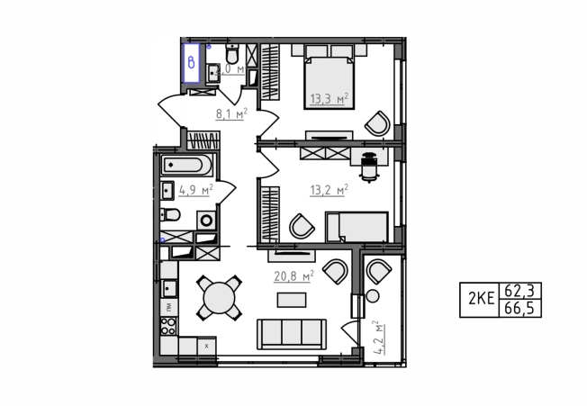 Купить квартиру в ЖК Квартал Новаторов в Владимире. Вариант № 130587, 4, площадь -  квм, цена 6890800 рублей