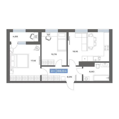 Купить двухкомнатную квартиру на улице переулок Радищева в Тобольске. Вариант № 101650, 0, площадь -  квм, цена 6900000 рублей