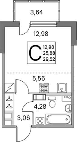 Купить Студию в новостройках в ЖК ЮгТаун. Олимпийские кварталы в Санкт-Петербурге. Вариант № 7832543, 0, площадь -  квм, цена 5817824 рублей