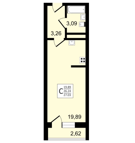 Купить Студию в районе Коминтерновский в Воронеже. Вариант № 107912, 0, площадь -  квм, цена 3719328 рублей