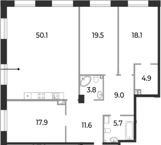 Купить четырехкомнатную квартиру в районе Петроградский в Санкт-Петербурге. Вариант № 5254506, 0, площадь -  квм, цена 61317060 рублей
