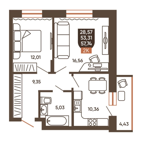 Купить двухкомнатную квартиру в новостройках в Новосибирске. Вариант № 8881281, 0, площадь -  квм, цена 6790000 рублей