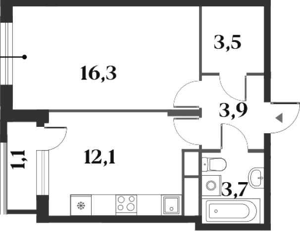 Купить однокомнатную квартиру в ЖК Миниполис 8 Кленов в Красногорске. Вариант № 142796, 0, площадь -  квм, цена 12108628 рублей