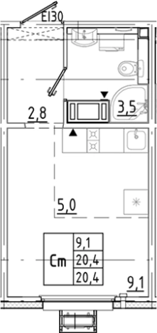 Купить Студию на улице проспект Добровольского в Всеволожске. Вариант № 8086552, 0, площадь - квм, цена 3740136 рублей