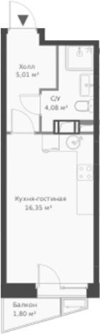 Купить Студию в Сертолове. Вариант № 6058304, 0, площадь -  квм, цена 4321847 рублей