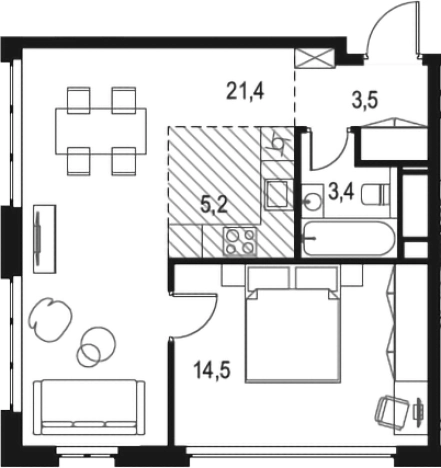 Купить двухкомнатную квартиру в районе Печатники в Москве. Вариант № 131257, 0, площадь -  квм, цена 13529869 рублей
