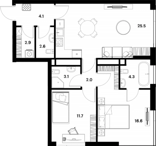 Купить трехкомнатную квартиру у метро Спартак в Москве. Вариант № 124232, 0, площадь -  квм, цена 29910326 рублей