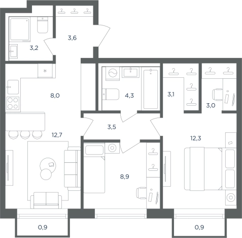 Купить трехкомнатную квартиру в Одинцове. Вариант № 160918, 0, площадь -  квм, цена 14460283 рублей