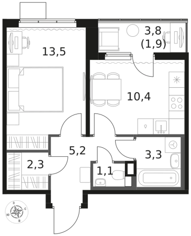 Купить однокомнатную квартиру у метро Физтех в Химках. Вариант № 9701447, 0, площадь -  квм, цена 9956570 рублей