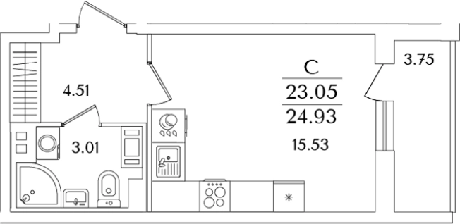 Купить Студию в районе исторический  Сосновая Поляна в Санкт-Петербурге. Вариант № 6712664, 0, площадь -  квм, цена 8593223 рублей