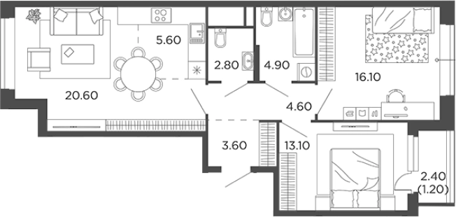 Купить трехкомнатную квартиру у метро Пыхтино в Одинцове. Вариант № 110170, 0, площадь -  квм, цена 15421983 рублей
