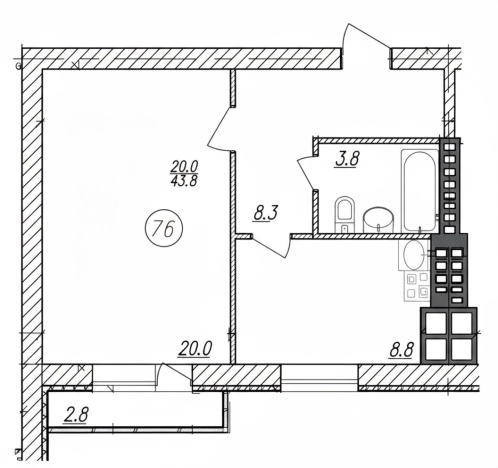 Купить однокомнатную квартиру в Микрорайоне 11-й в Белгороде. Вариант № 8060365, 2, площадь -  квм, цена 5124600 рублей