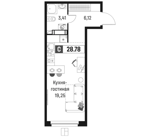 Купить Студию в ЖК Максималист в Мурине. Вариант № 6866849, 0, площадь -  квм, цена 5472153 рублей