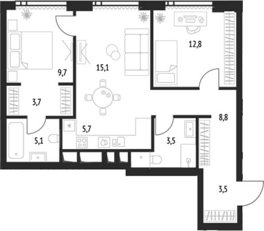 Купить квартиру в ЖК Upside Towers в Москве. Вариант № 2132334, 0, площадь -  квм, цена 38423434 рублей