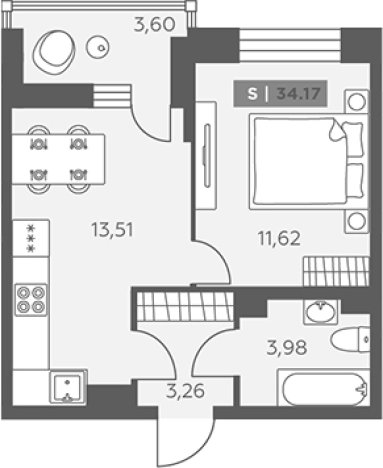 Купить однокомнатную квартиру в ЖК Аквилон RekaPark в Ленинградской области. Вариант № 6217486, 0, площадь -  квм, цена 5908205 рублей