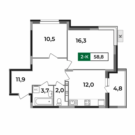 Купить квартиру в ЖК Маршал в Коврове. Вариант № 2731775, 1, площадь -  квм, цена 6097560 рублей