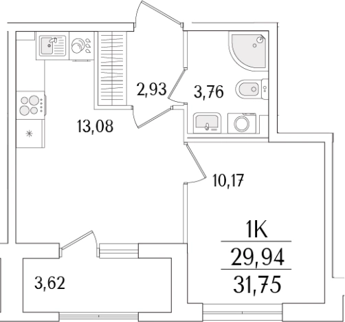. Вариант № 6258585, 0, площадь - 29.94 квм, цена 10616394 рублей