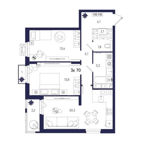 Купить квартиру на улице Яшиной в Пензе. Вариант № 10320456, 0, площадь -  квм, цена 7987000 рублей