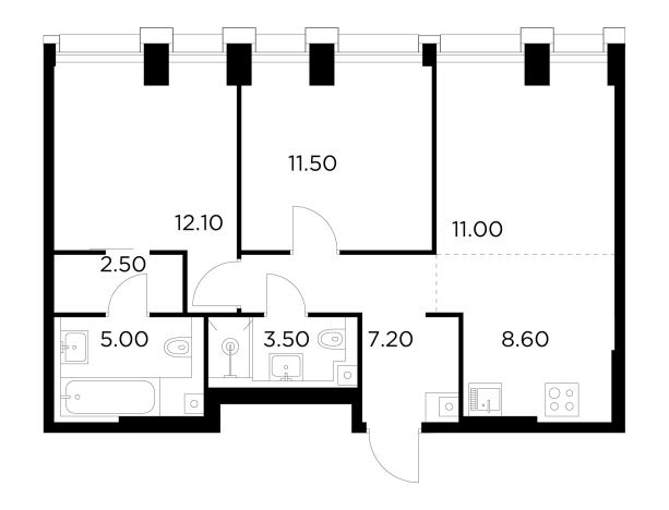 Купить трехкомнатную квартиру у метро Балтийская в Москве. Вариант № 9104227, 1, площадь -  квм, цена 30959000 рублей