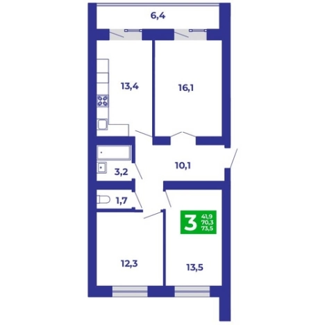 Купить квартиру в новостройках на улице Волочаевская в Стерлитамаке. Вариант № 102969, 0, площадь -  квм, цена 7129500 рублей