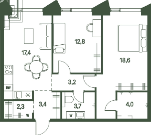 Купить двухкомнатную квартиру в новостройках в районе Щукино в Москве. Вариант № 137578, 0, площадь -  квм, цена 32817720 рублей