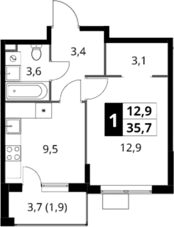 Купить однокомнатную квартиру на улице Юбилейный проспект в Химках. Вариант № 9822234, 0, площадь -  квм, цена 11109840 рублей