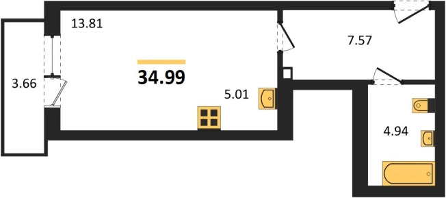 Купить Студию в ЖК Расцветай на Зорге в Новосибирске. Вариант № 9878480, 0, площадь -  квм, цена 3750000 рублей