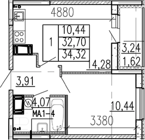 Купить однокомнатную квартиру на улице Школьная в Ленинградской области. Вариант № 9095831, 0, площадь -  квм, цена 4987080 рублей