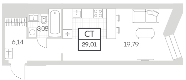 . Вариант № 78501, 0, площадь - 29.01 квм, цена 15665400 рублей