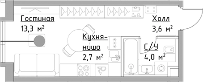 . Вариант № 123794, 0, площадь - 23.6 квм, цена 14056632 рублей