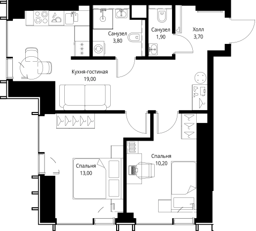 Купить двухкомнатную квартиру на улице Верейская в Москве. Вариант № 5846450, 0, площадь - квм, цена 30082800 рублей