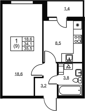 Купить однокомнатную квартиру в ЖК Ермак в Ленинградской области. Вариант № 6609247, 0, площадь -  квм, цена 5015000 рублей