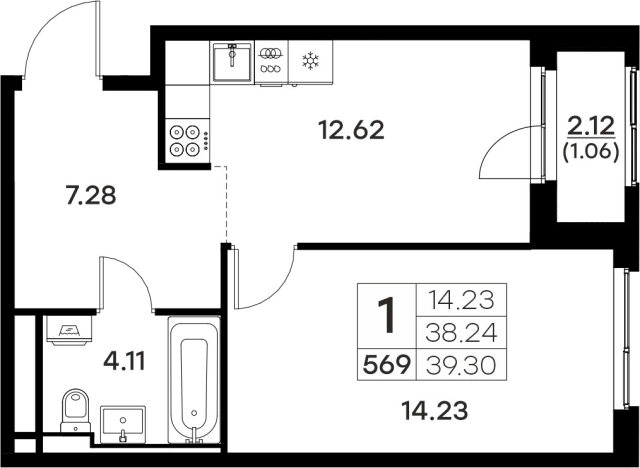 Купить однокомнатную квартиру в ЖК Glorax Октябрьский в Владимире. Вариант № 134166, 1, площадь -  квм, цена 5919999 рублей