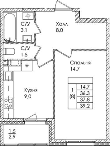 Купить квартиру в ЖК Дзета в Ленинградской области. Вариант № 6259740, 0, площадь -  квм, цена 5608310 рублей