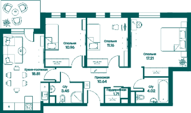 . Вариант № 75324, 0, площадь - 78 квм, цена 14450381 рублей