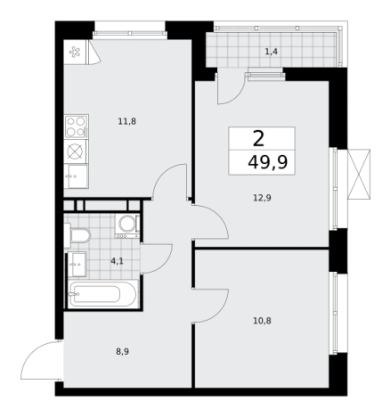 . Вариант № 142491, 0, площадь - 49.9 квм, цена 21139137 рублей