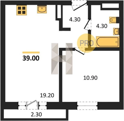 . Вариант № 68761, 0, площадь - 39 квм, цена 2865520 рублей