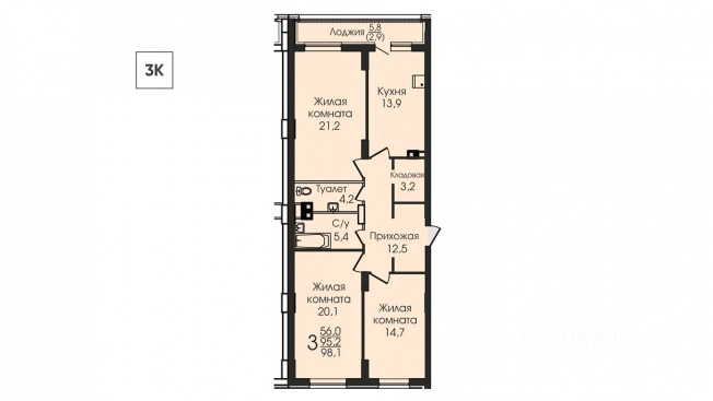 Купить трехкомнатную квартиру в ЖК Урицкий в Воронеже. Вариант № 89577, 0, площадь -  квм, цена 13634700 рублей