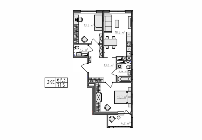 Купить квартиру в новостройках в ЖК Квартал Новаторов в Владимире. Вариант № 130650, 3, площадь -  квм, цена 7634000 рублей
