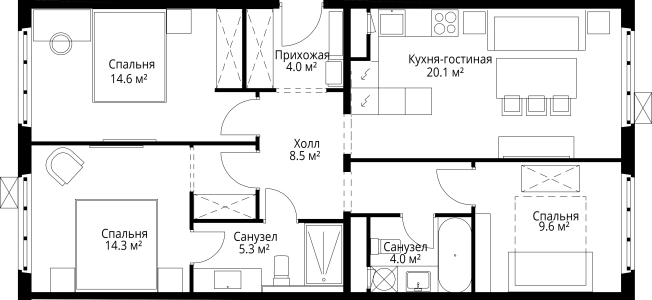 . Вариант № 5840967, 0, площадь - 80.4 квм, цена 19646544 рублей