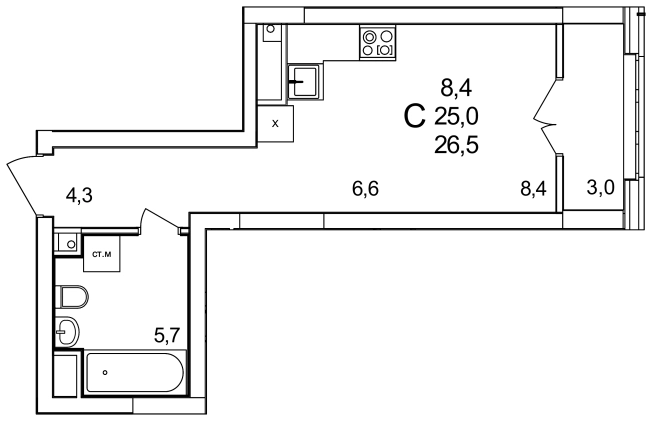 Купить Студию в ЖК Анкудиновский Парк в Нижегородской области. Вариант № 114228, 0, площадь -  квм, цена 4637500 рублей