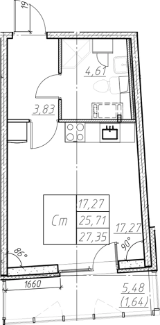 Купить Студию на улице Оборонная в Мурине. Вариант № 6853457, 0, площадь -  квм, цена 4616231 рублей