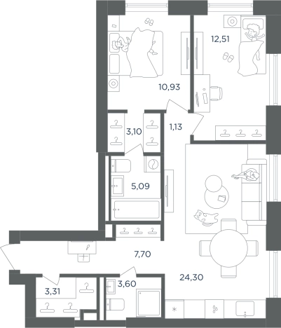 Купить двухкомнатную квартиру в районе Печатники в Москве. Вариант № 1225433, 0, площадь -  квм, цена 27983551 рублей