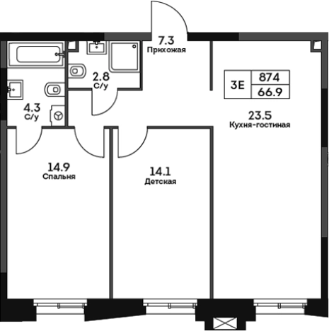 . Вариант № 183776, 0, площадь - 66.9 квм, цена 29937750 рублей